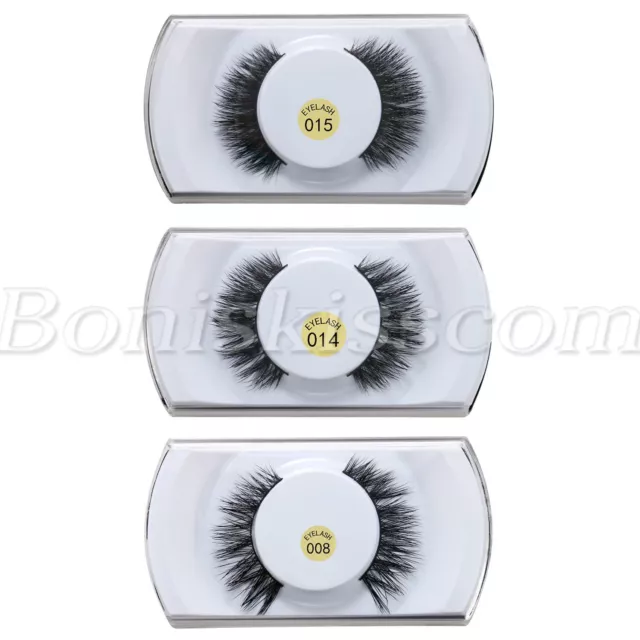 1 Pair 3D Black Handmade Real Mink Hair Long Thick Natural Fake False Eyelashes