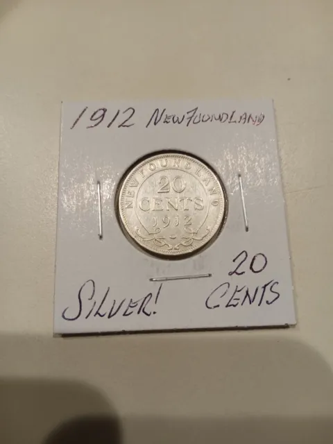 1912 Newfouland , 20 Cents SILVER.