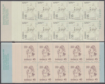 SWEDEN Sc # 833-4a CPL MNH 2 BOOKLETS of 10, WRITERS SODERBERG and BERGMAN