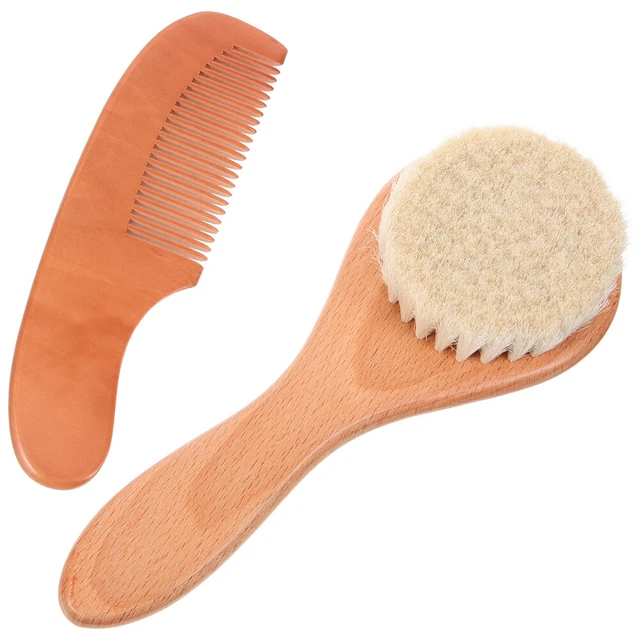 1 Set of Baby Wool Brush Comb Kit Baby Hair Brush Wooden Comb Newborn Wool