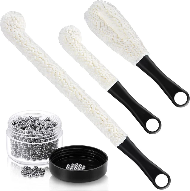 3 Pieces Decanter Cleaning Brush Flexible Bottle Scourer and 400 Pieces Reusable