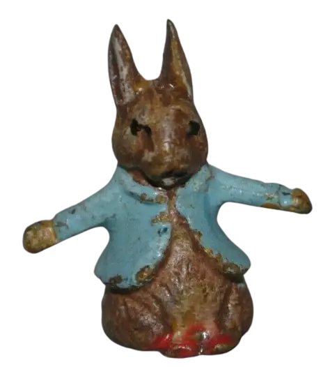 Antique Vienna Bronze Beatrix Potter Miniature Rabbit Blue Jacket