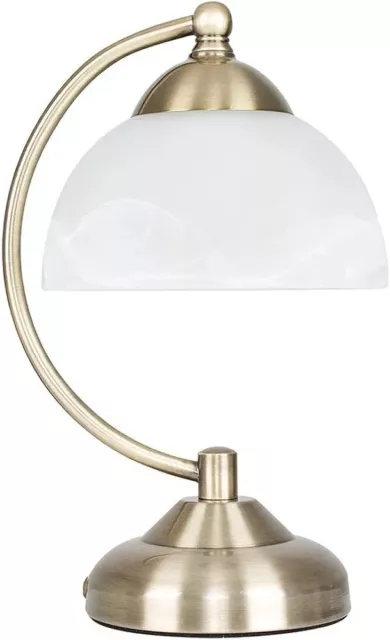 MiniSun Curved Antique Brass & Frosted Glass Bedside Table Lamp