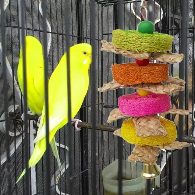 fr Parrot Toy Natural Corn Husk Chew Scratch Hanging Cage Swing Climb Bite Toys