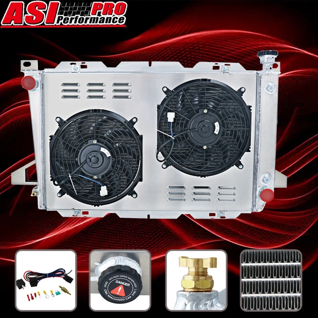 4ROW Aluminum Radiator&Shroud Fan&Relay Fit 1985-96 Ford F150 F250 F350 Bronco