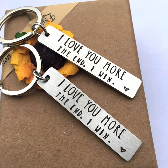 Creative Stainless Steel I Love You More The End I Win Keychain for Couples Gift