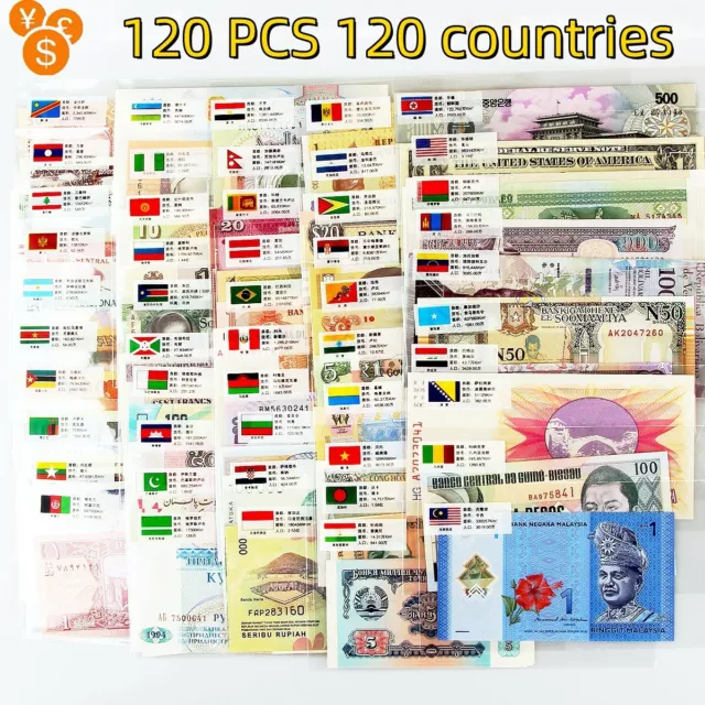 120 Different Countries World Banknotes collection Currency UNC set Paper Money