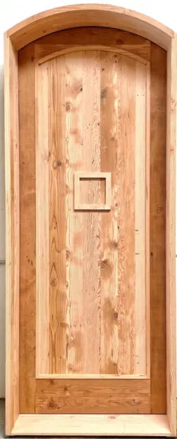 Rustic castle reclaimed lumber arched old growth Doug Fir solid door winery 2