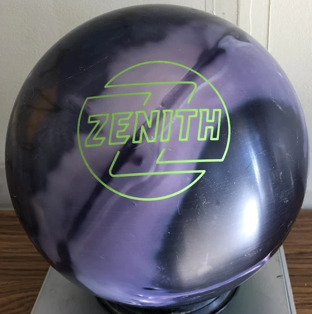 USED BRUNSWICK ZENITH Hybrid Reactive Bowling Ball, Black/Ice/Smoke, 15