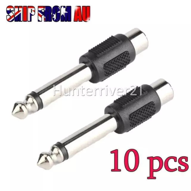 10PCS 6.5mm 1/4'' Male To Female RCA Connector Adapter Audio Plug Jack TS Mono