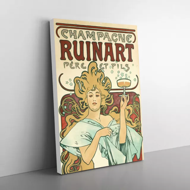 Champagne Ruinart Vol.1 By Alphonse Mucha Canvas Wall Art Print Framed Picture