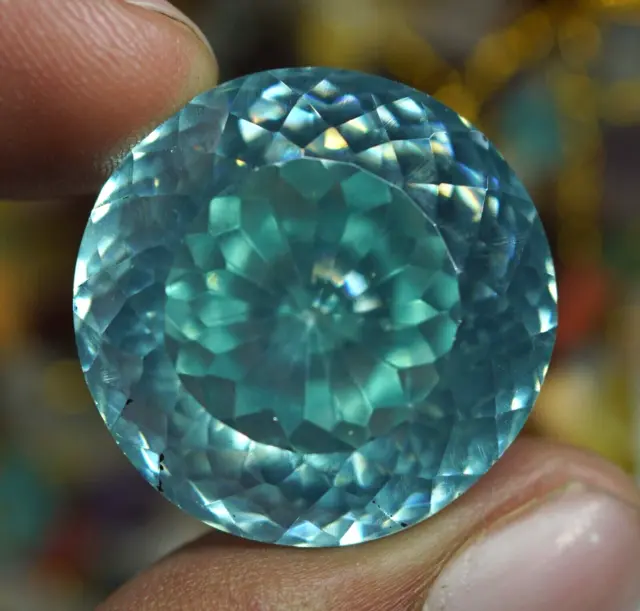 118 Ct Certified Natural Water Blue Zircon Cambodian Round Cut Loose Gemstone
