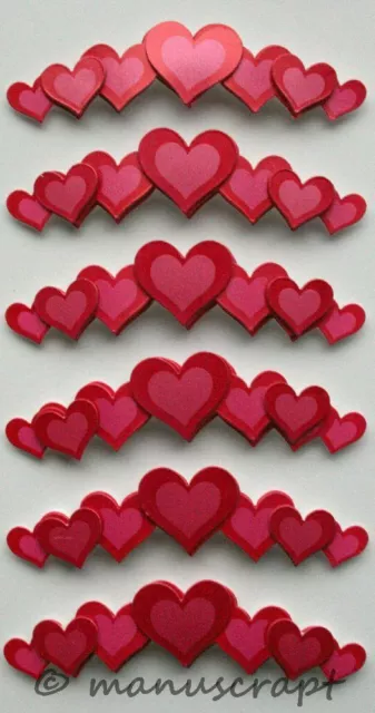 Artoz Artwork 3D-Sticker, Bordüre Herzen rot, Hochzeit, Liebe