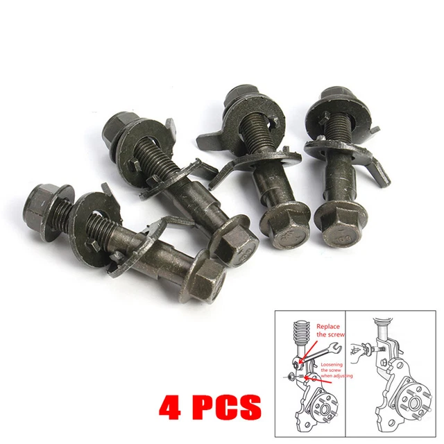 US 14mm Steel Car 4Wheel Alignment Adjustable Camber Bolts 10.9 Intensity ×4