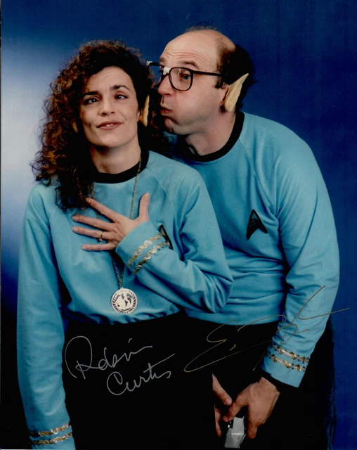 Autografo originale Eric Menyuk e Robin Curtis da Star Trek, foto vera 20x25 cm