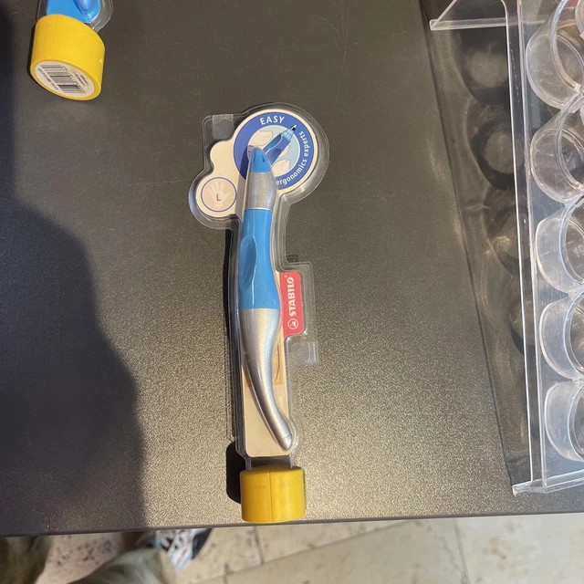 Stabilo Easy Schreib Lern Stift ergo Tintenroller Links Blau 3 Patronen + Killer