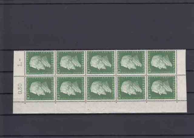 Briefmarken Bund 1958 postfrisch 10er Block Schulze-Delitzsch Mi.-Nr. 293