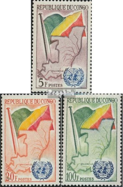 Briefmarken Kongo (Brazzaville)  Mi 6-8 postfrisch Flaggen und Wappen