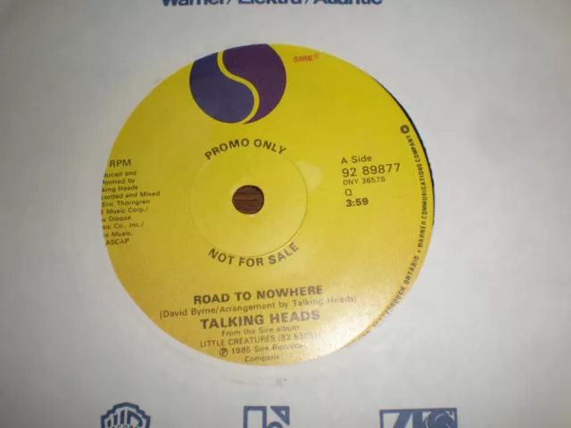 Talking Heads 7" Road To Nowhere SIRE PROMO CANADA