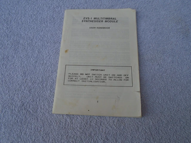 EVOLUTION EVS-1 SYNTHESIZER Module User Handbook / Manual £9.24 - PicClick UK