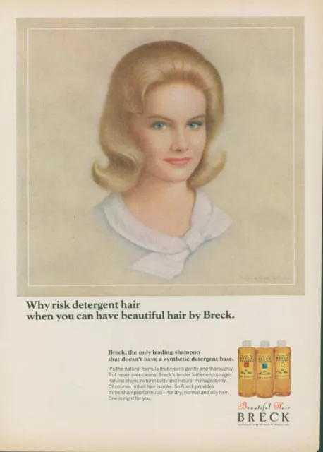 1965 Breck Shampoo Girl Ralph William Williams Art White Collar Vtg Print Ad GH2