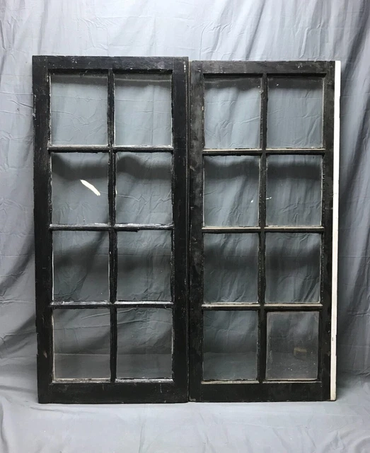 Pair Shabby Antique Chic 8 Lite Casement Windows Doors White VTG 21x48 1044-22B 7