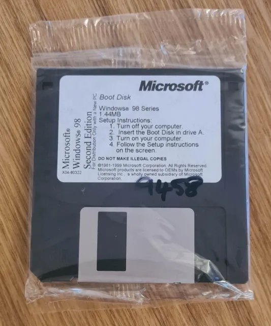 Genuine Microsoft Windows 98SE Second Edition Boot Disk