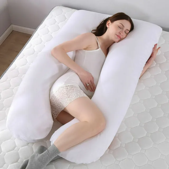 New Pregnancy Pillow Maternity Belly Contoured Body with Cover U Shape White US