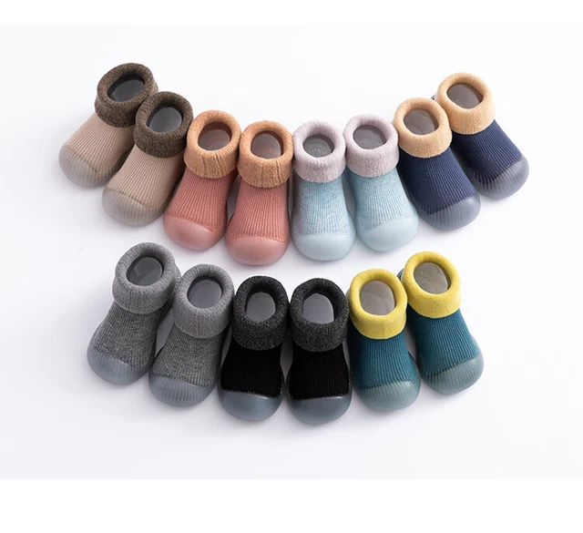 Kids Toddler Anti-slip Slippers Socks Warm Winter Baby Boys Soft Cotton Shoes UK