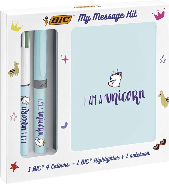 My Message Kit Unicorn - Stationery Set with 1  4 Colours Ball Pen, 1  Highlight