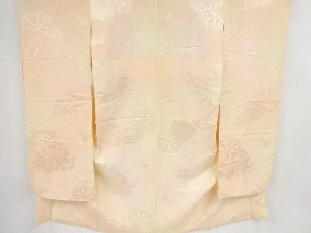 44706# Japanese Kimono / Antique Juban For Furisode / Woven Peony & Kiku Wit