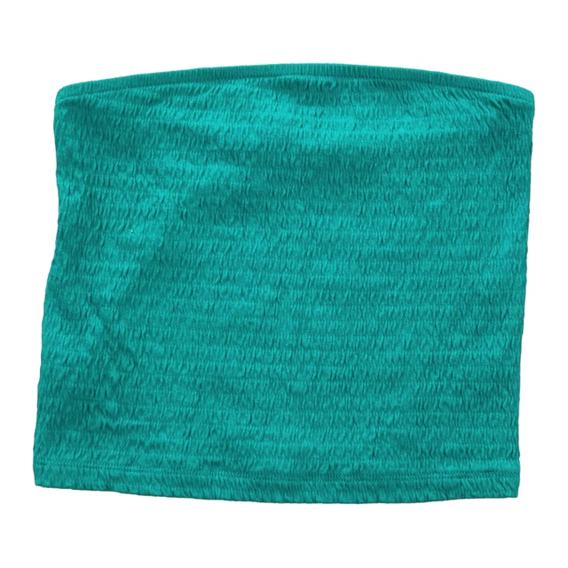 American Eagle Outfitters AEO Smocked Tube Top Size XS Cropped Teal Stretch Y2K
