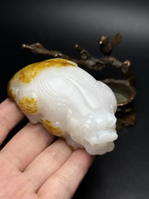 Chinese Exquisite Handmade Brave Troops carving Hetian Jade Statue
