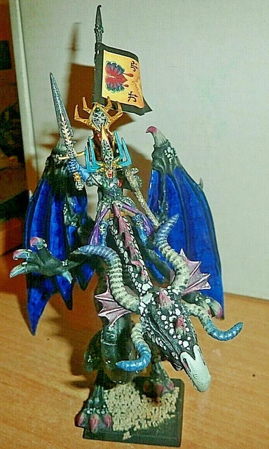 WARHAMMER SIGMAR PRO painted Dark Elves Dreadlord on Black Dragon ...