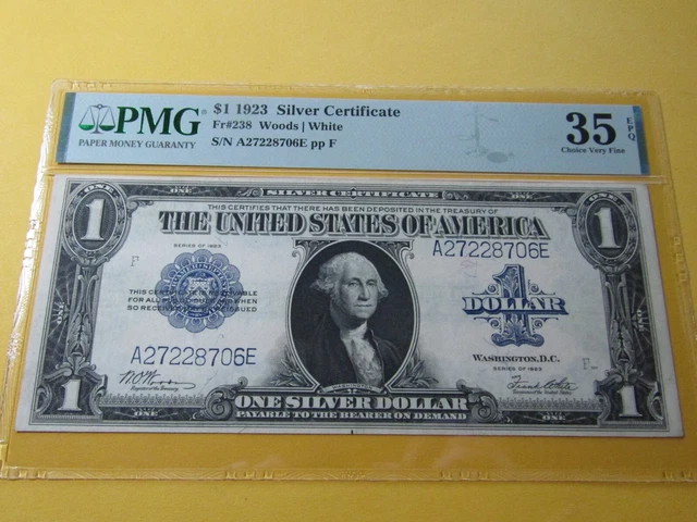 $1 1923 Silver Certificate Fr#238 Woods/White - PMG Choice VF 35 EPQ