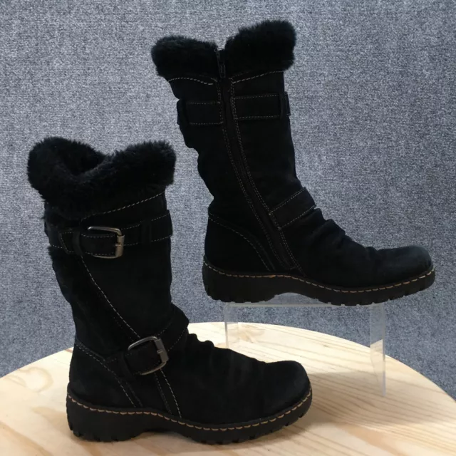 Baretraps Boots Womens 8M Brandlee Shearling Black Suede Leather Mid-Calf Casual