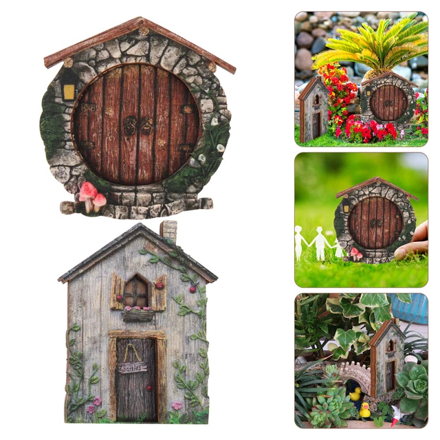 Statue Decor Fairy Gnome House Sculptures Fairy Elf Door Decorations