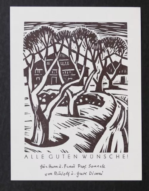 Rudolf DIMAI, Wunschkarte 1974 - Holzschnitt