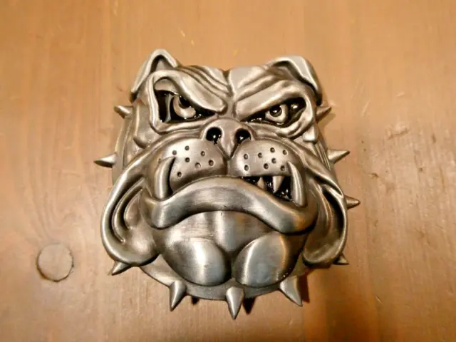 British Georgia Pewter Look Bulldog Metal 3D Belt Buckle