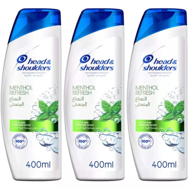 Head & Shoulders Anti-Dandruff Shampoo Cool Menthol Refresh 400ml x 3