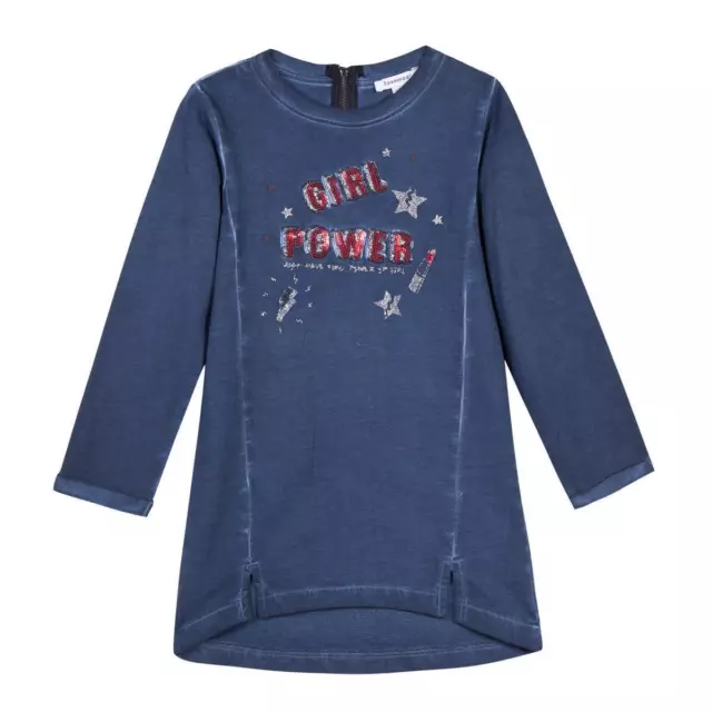 Kleid Langarm 3 POMMES Mädchen Girl Power indigo blue