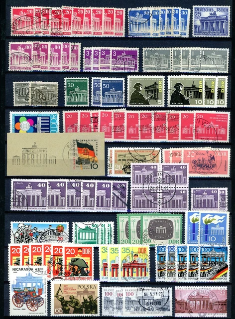 100 Briefmarken Motiv Berlin Brandenburger Tor DR DDR Bund Polen u.a. gestempelt