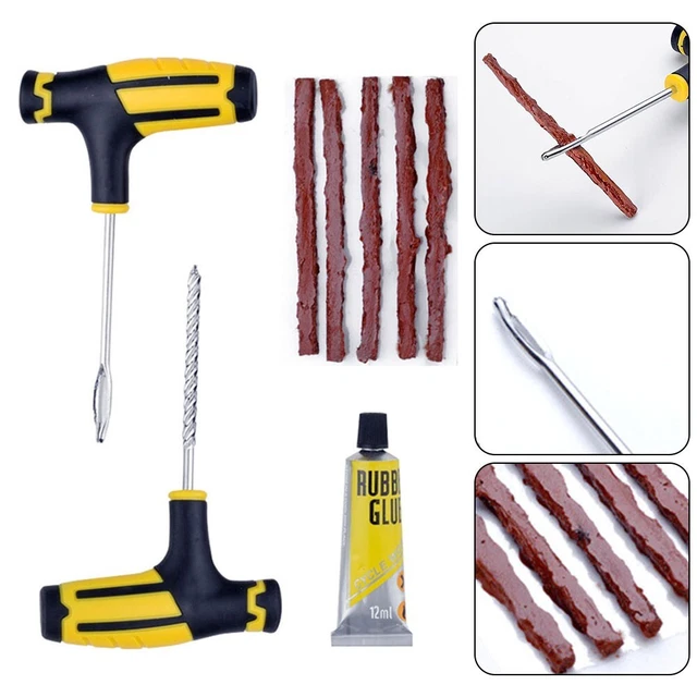 Kit De Réparation Pour Pneu Vélo Sans Chambre - Avec Outil, Boudins Et étui, Répare Crevaisons Rapidement