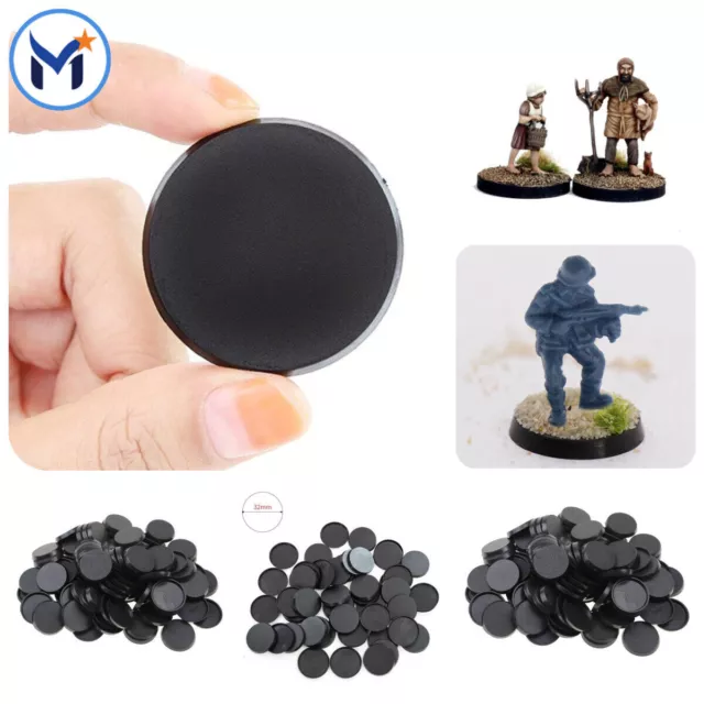 1.1in/28.5mm Black Round Bases For Gaming Miniatures And Table Games Universal