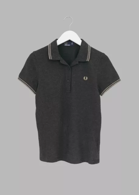 Fred Perry Womens Grey Twin Tipped Short Sleeved Polo Shirt -UK 8