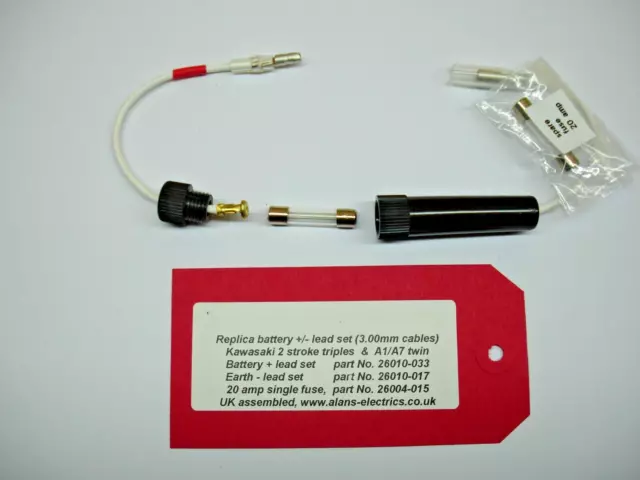 Kawasaki H1/H1A (Replik-Akku-Leitungen & 20 Ampere Sicherungsanschluss-Set) 3