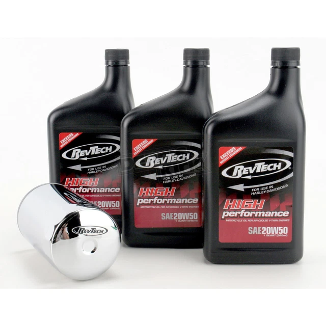 REVTECH HARLEY SPORTSTER/EVO Oil Change Maintenance Kit Chrome Filter