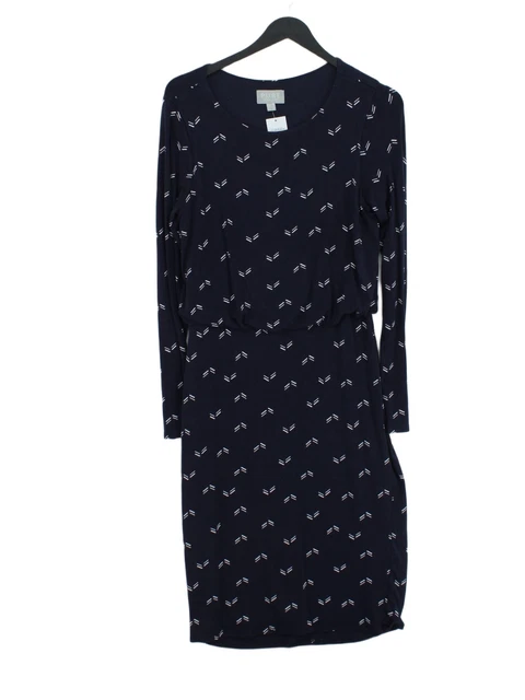 Pure Collection Women's Midi Dress UK 10 Blue 100% Viscose Skater Dress