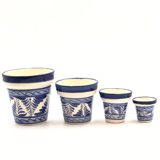 Talavera 4 Pc Cone Set Planter Pot Vase Handmade Mexican Pottery Made In Mexico