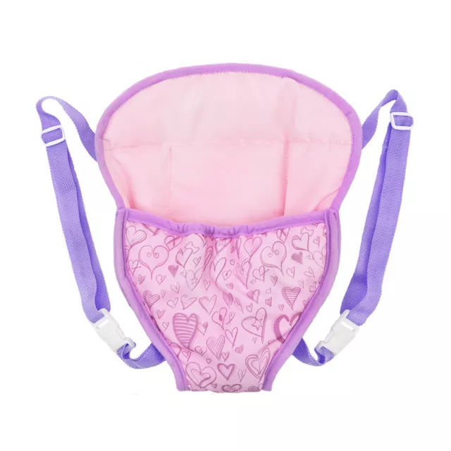 Portable Doll Carrier Front Bag Strap Pretend Play Toy (Purple Heart)